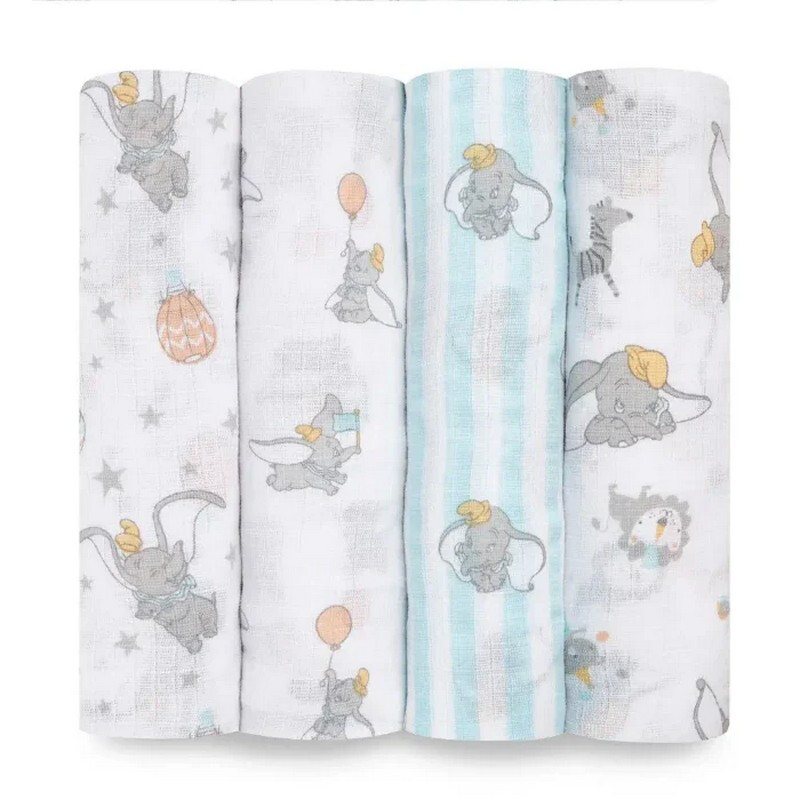 Essentials Cotton Muslin Swaddles 4 Pack Dumbo New Heights