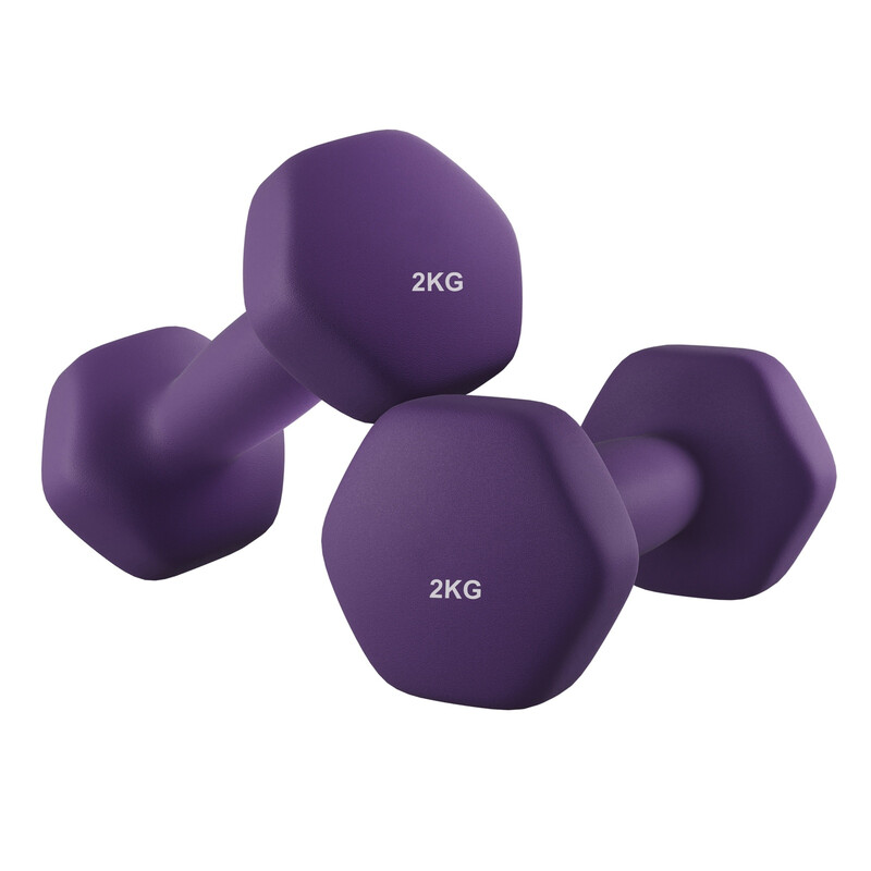 JOYFURNOSSet van 2 Halters, 2 x 2 kg, met Neopreen Coating, Paars