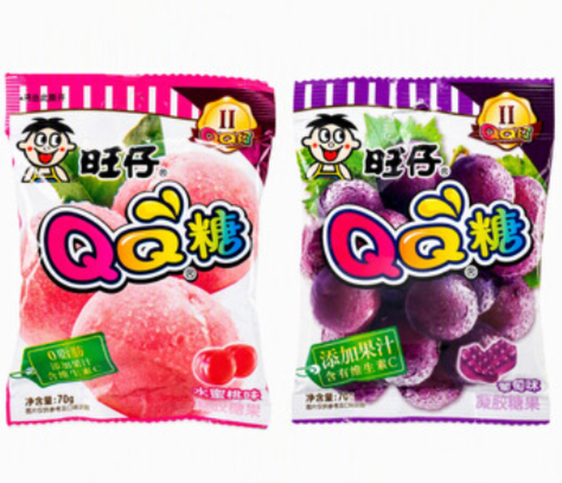 WANT WANT QQ Zachte Snoepjes (Druif + Perzik) 70 g * 2