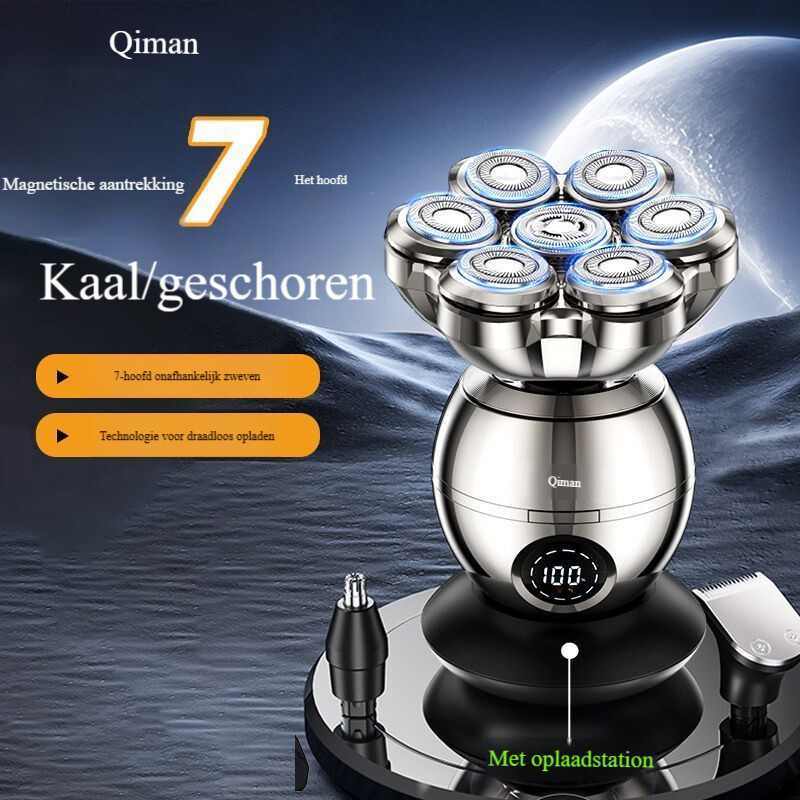 Qiman8009 Head Shavers for Bald Men 7D Floating Wet&Dry Electric Razor for Bald Heads with LED Smart Display
