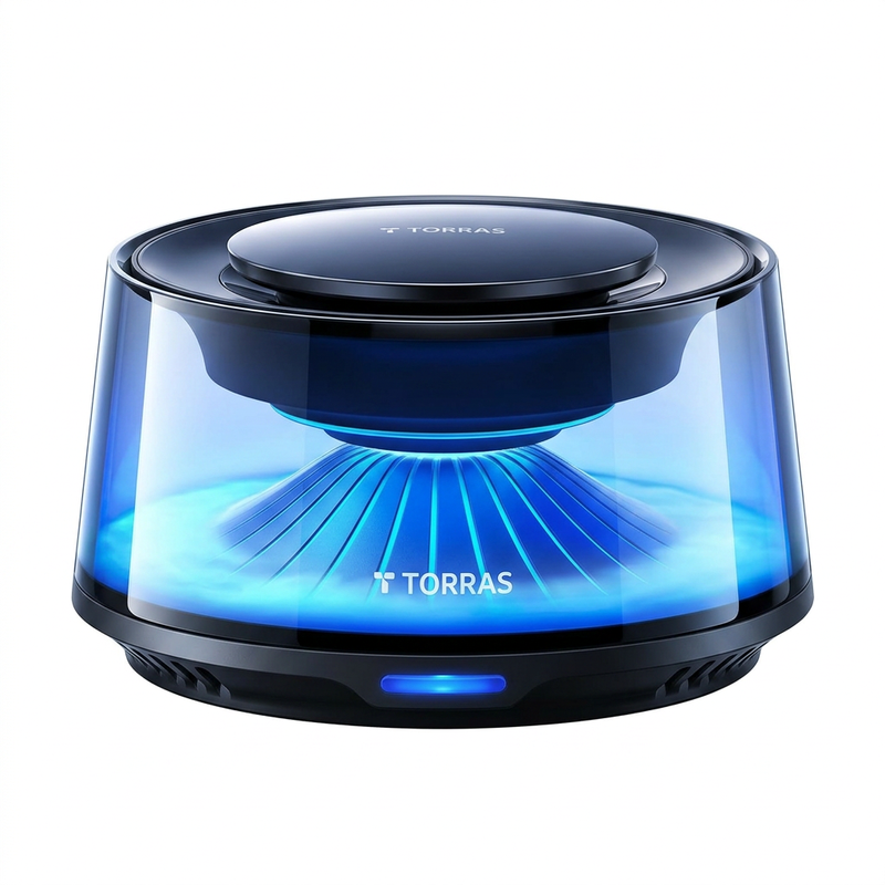 TORRAS Slimme auto luchtverfrisser diffuser, De eerste auto luchtverfrisser met app-bediening, Opladen via zonne-energie & USB-C, Automatisch aan/uit, Kersenbloesem & witte muskus, Werkt tot 200 dagen, CF20 Pro geurverstuiver