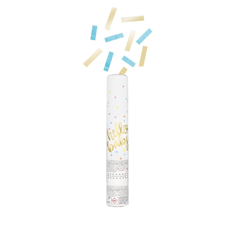 Unique "Hello Baby" Blue Confetti Cannon