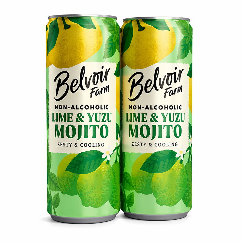 Pack of 2 - Belvoir - Non Alcoholic Lime & Yuzo Mojito Can - 250ml