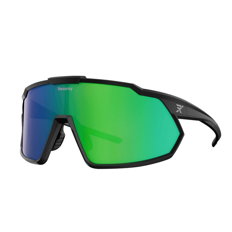 Revoray Fietsbril – Hoogwaardige TAC Gepolariseerde Lenzen, 33 g Ultralicht TR90 Montuur, UV400 Bescherming, Water- en Olieafstotende Coating, Professionele Sportzonnebril voor Fietsen, Y1-groen