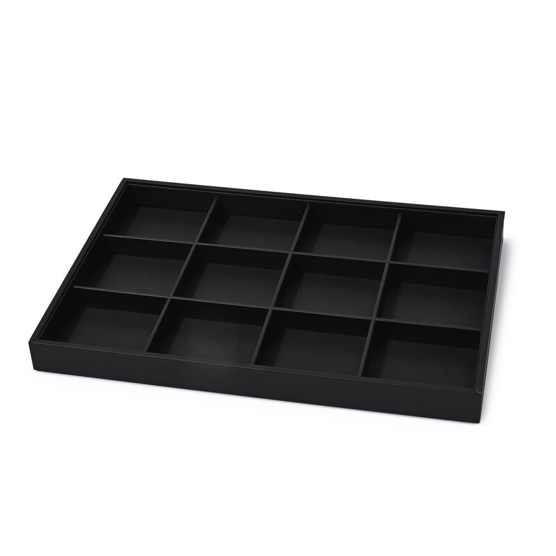Oirlv PU leather jewelry tray, black jewelry organizer, ring and earring display, necklace and bracelet storage display, jewelry presentation accessories