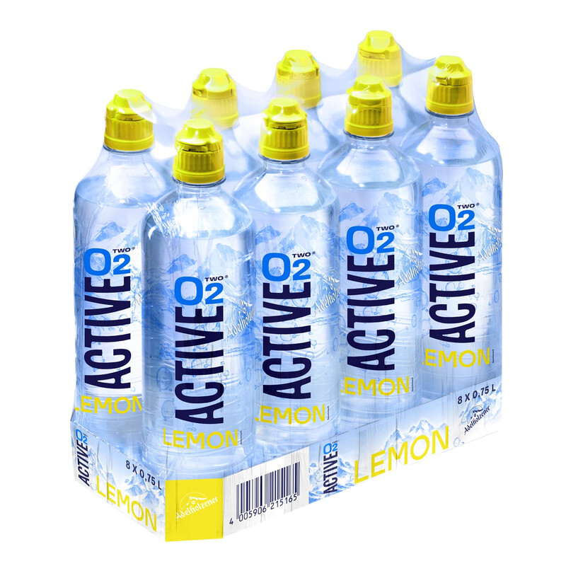 Active O2 Zitrone Natürliches Mineralwasser, 8 x 750 ml