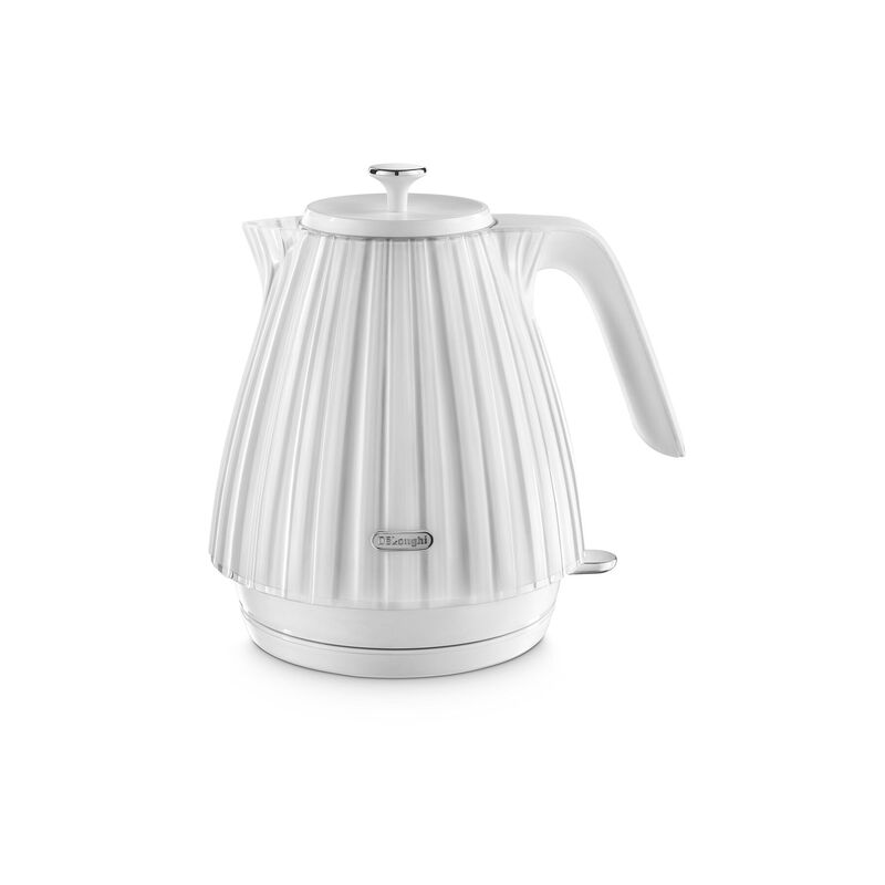 De'longhi Ballerina 1.7L Kettle, Rapid Boil, Plissé Texture, Opaline White - KBD3001.