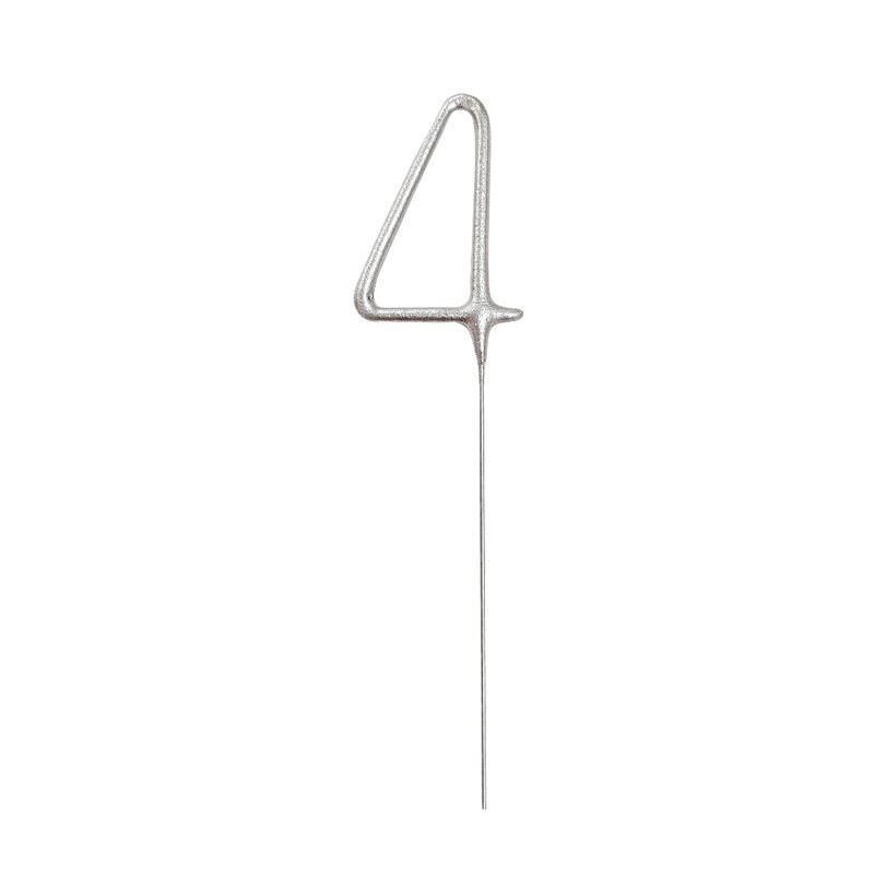 Unique Number 4 Sparkler Candle, Silver