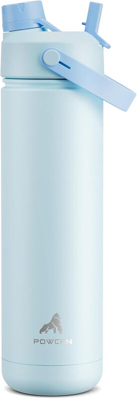 by Meoky 26oz Dual-Opening Sports Water Bottle with Carry Handle –Light Blue, New Yea