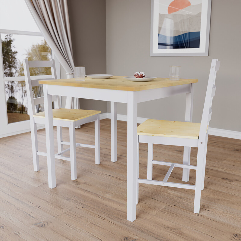 Vida Designs Yorkshire 2 Seater Dining Set, White & Pine