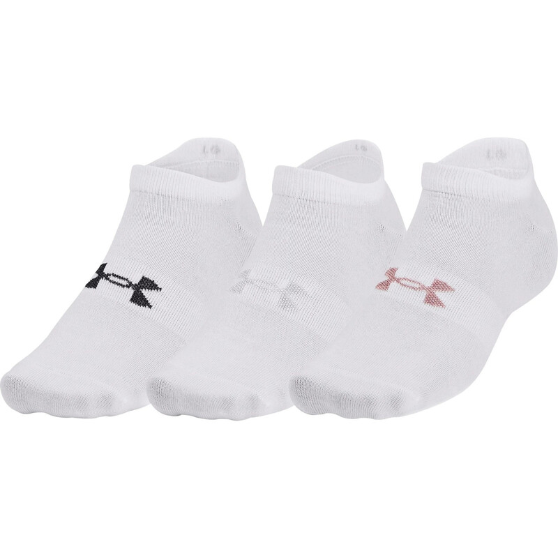 Under Armour White Essential 3-Pack No-Show Socks