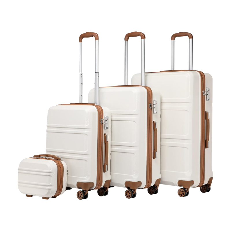 Travel Luggage Set of 4 Piece Lightweight ABS Hard Shell Trolley Case with 4 Spinner