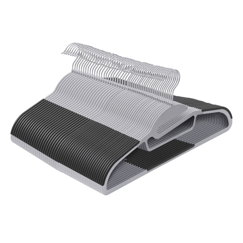 JOYFURNOS 50-Pack Kledinghangers, Ruimtebesparende Plastic Hangers met 360° Draaibare Haak, voor Kledingkast, S-Vormig, Extra Sterk, Grijs
