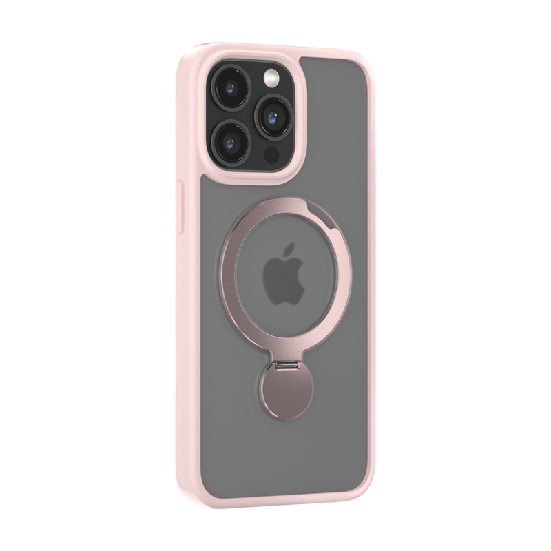 Comma Joy Shark Magnetic Phone Case with Rotating Bracket - iPhone 15 Plus - Pink