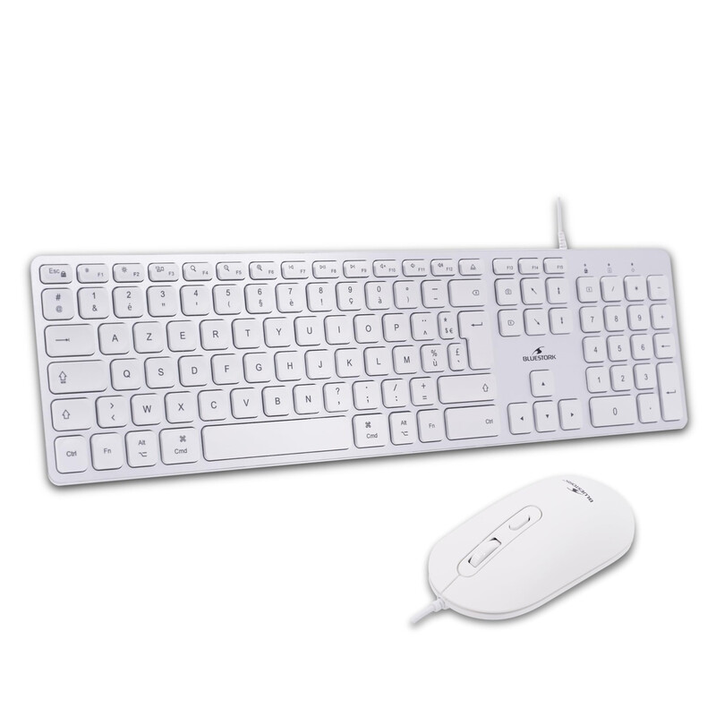 Pack Clavier Souris Bluestork Mac – Filaire, USB, AZERTY - vue 6