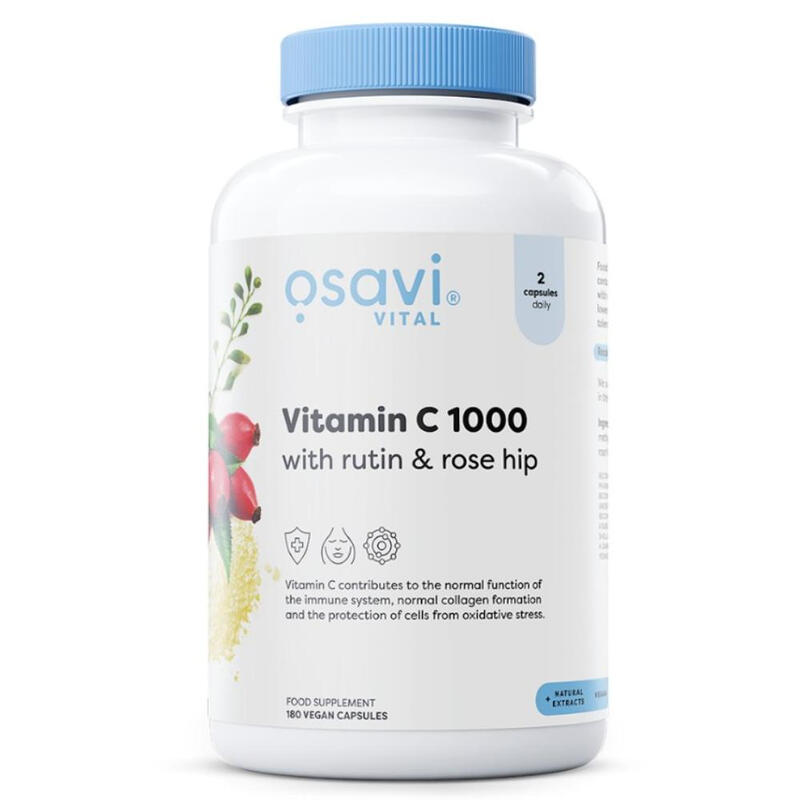 Vitamin C + Rutin + Rose Hip Immune 1000 mg - 180 Vegan Capsules