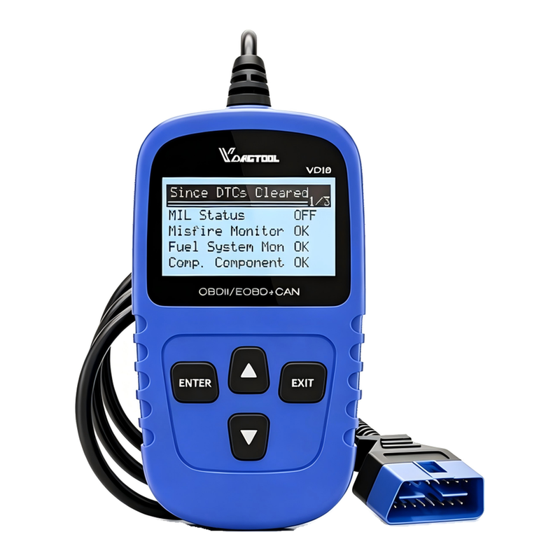 VDIAGTOOL VD10 OBD2-Diagnosegerät für alle Fahrzeuge, Kfz-Diagnosegerät zum Ausschalten der Motorkontrollleuchte mit Echtzeitdaten/Fehlerumgebungsdaten/I/M-Bereitschaft für Fahrzeuge mit allen OBDII-Protokollen, neue Version des Kfz-Diagnosegeräts