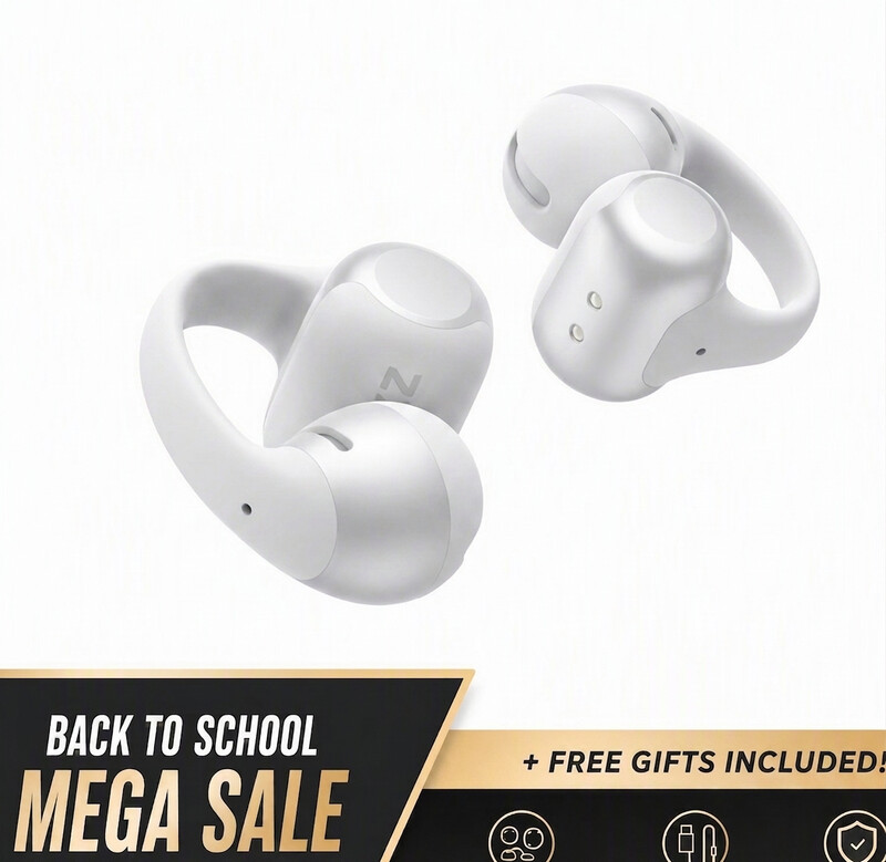 Shokz OpenDots One Grey Wireless Clip Open Ear Earbuds, 6.6g Ultra Light, Bassphere Bass Tech, Bluetooth 5.4, Safe Open-Ear Listening