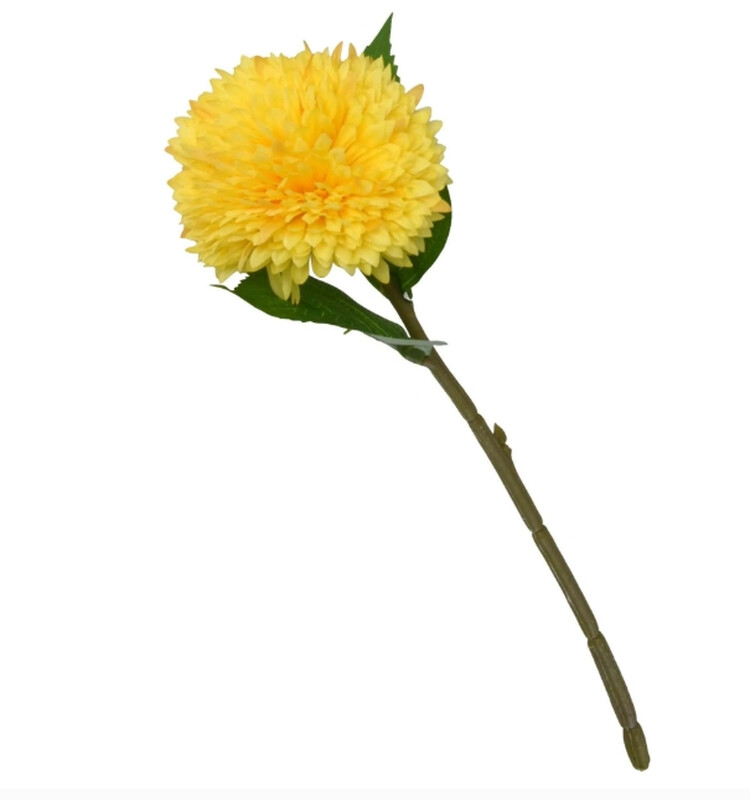 Candlelight Yellow Artificial Chrysanthemum Flower Stem 42Cm