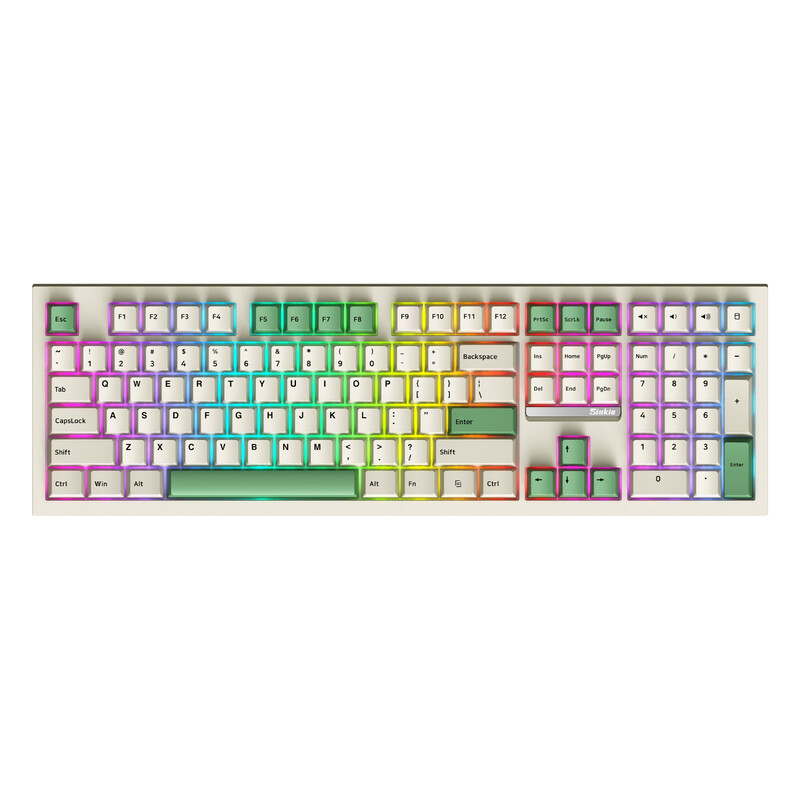 PL108W 108 Keys Detachable Switch 3MODE RGB Mechanical Keyboard Beige