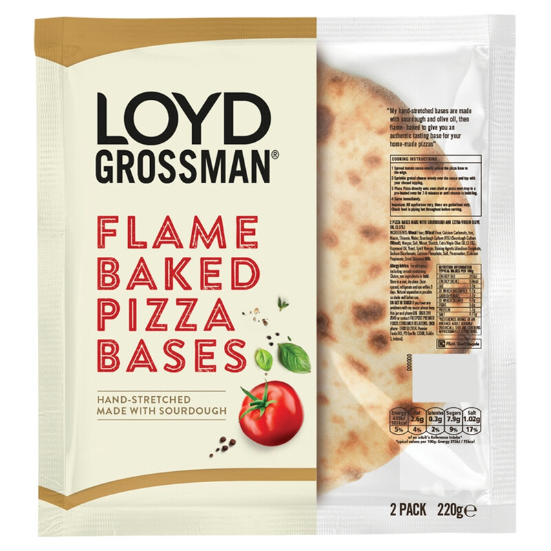 Loyd Grossman Flame Baked Pizza Bases 2 Pack 220G