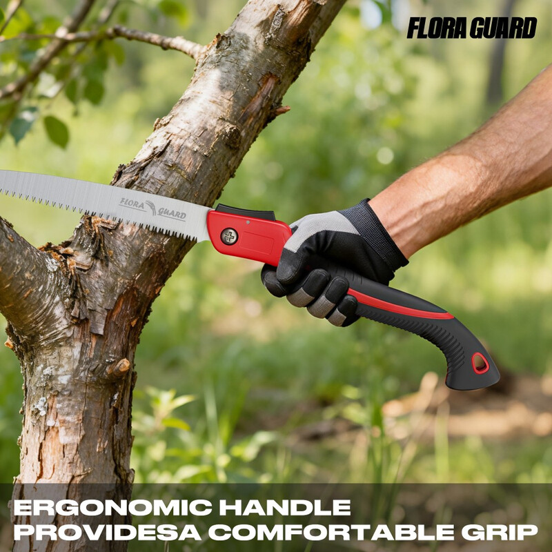 FLORA GUARD Scie de taille pliante en acier SK-5 de qualité avec poignée antidérapante - 25 cm