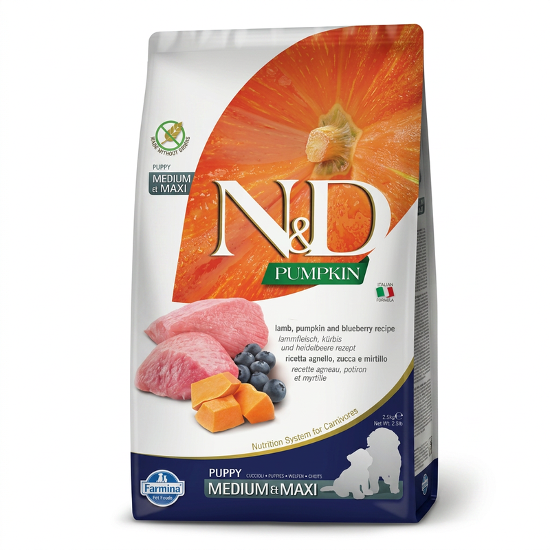 Farmina N&D Kürbis Lamm Hundefutter für Welpen Mittel-/Großrassen 2,5 kg