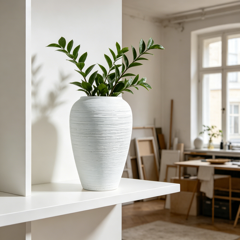 1 stuk 10,62 inch/27 cm witte keramische vaas voor droogbloemen, vintage getextureerde decoratieve vaas voor woonkamer, huisdecoratie, boekenplank, schouw, haard, tafelstukken