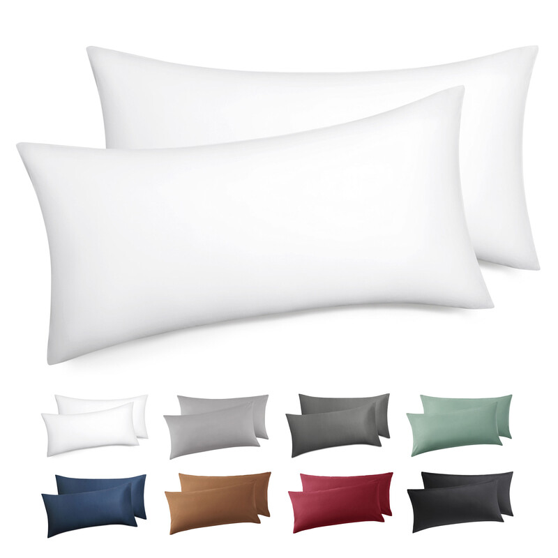 Kussensloop 80 x 80 cm, set van 2 stuks, 100% 90% katoen, hoofdkussensloop 80 x 80 cm, kussenslopen met rits, Oeko-Tex, zacht, ademend en duurzaam, voor bed en bank, wit