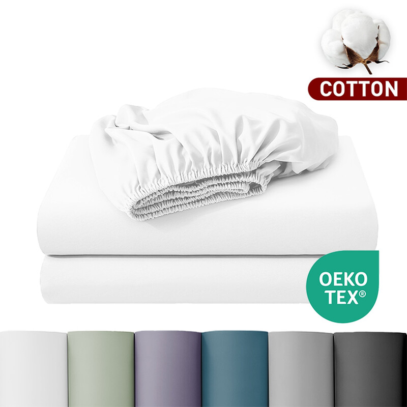 LeBonsoir Drap-housse 90 x 200 cm, hauteur de poche 30 cm, 100 % coton, bords élastiques anti-effilochage - Blanc