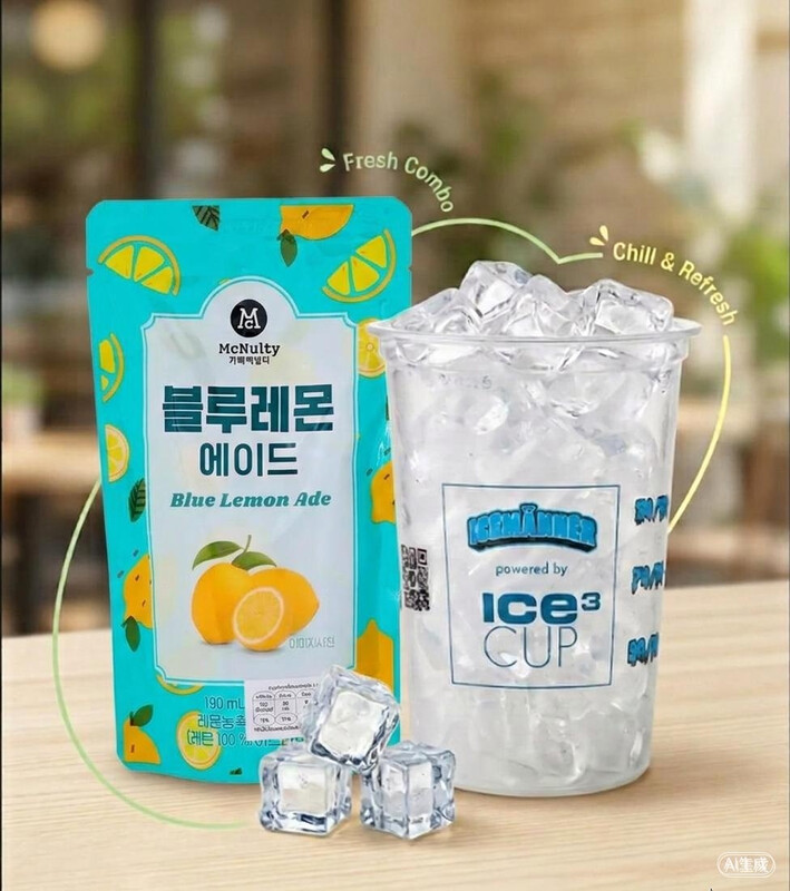 McNulty Blaue Zitronenlimonade 190 ml mit Eisbecher