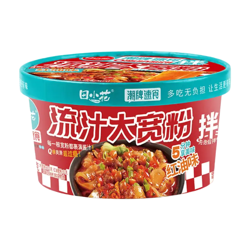 Bowl of Juicy Wide Starch Noodles, Red Oil Flavor, 271g