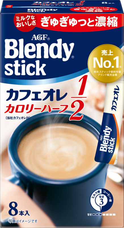 Blendy Stick Cafe Au Lait Calorie Half Instant Coffee (5.4g x 8 sticks)