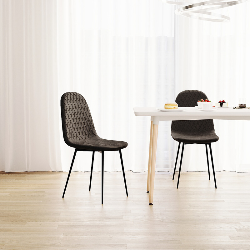 Dining Chairs Luton Quilted Black 2pcs