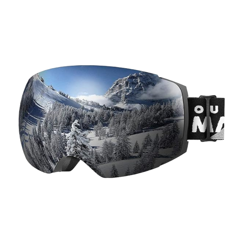 PRO Ski Goggles PRO for Men&Women-Black Frame Grey Lens with Silver VLT10%