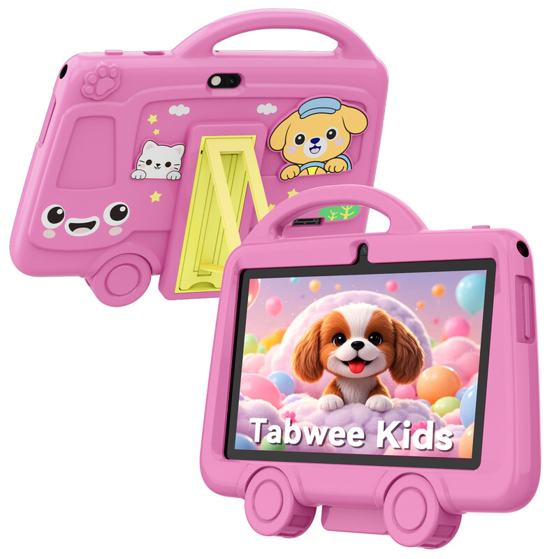 TABWEE K8 Kids Tablet 7-Inch in Pink - 2GB RAM, 32GB, Long-Lasting 3000mAh Battery, Drop-Resistant Design, Dual Cameras