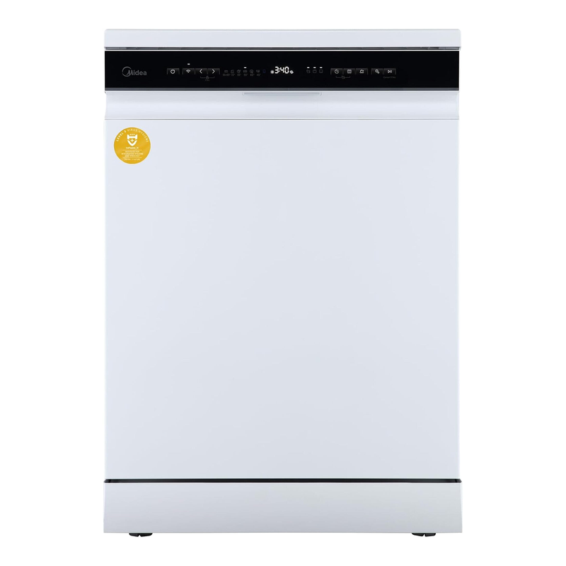 Midea Spülmaschine 60 cm MDWEF1433DW-WE, Geschirrspüler Freistehend 14 Maßgedecke, Besteckkorb, höhenverstellbarer Oberkorb, Aqua-Stopp, Startzeitvorwahl, Weiß [Energieklasse C]