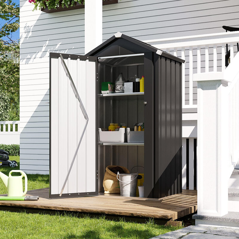 AOXUN 3x2 ft kleiner Metall-Garten-Lagerstall mit verstellbaren Regalen & Boden