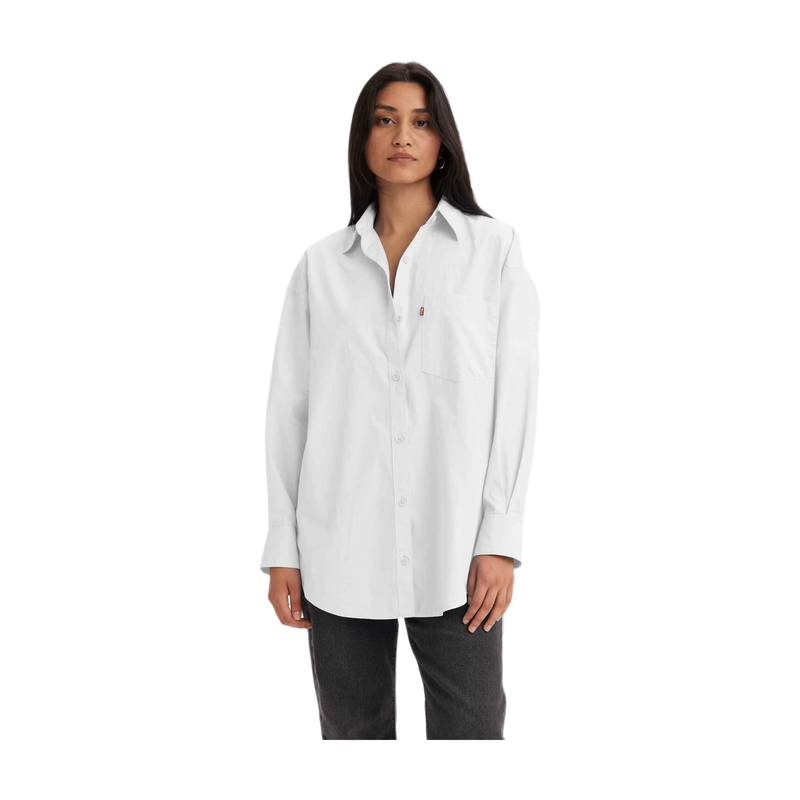 Levi's Dames Overhemdblouse Lange Mouwen Helder Wit Nola Collectie L