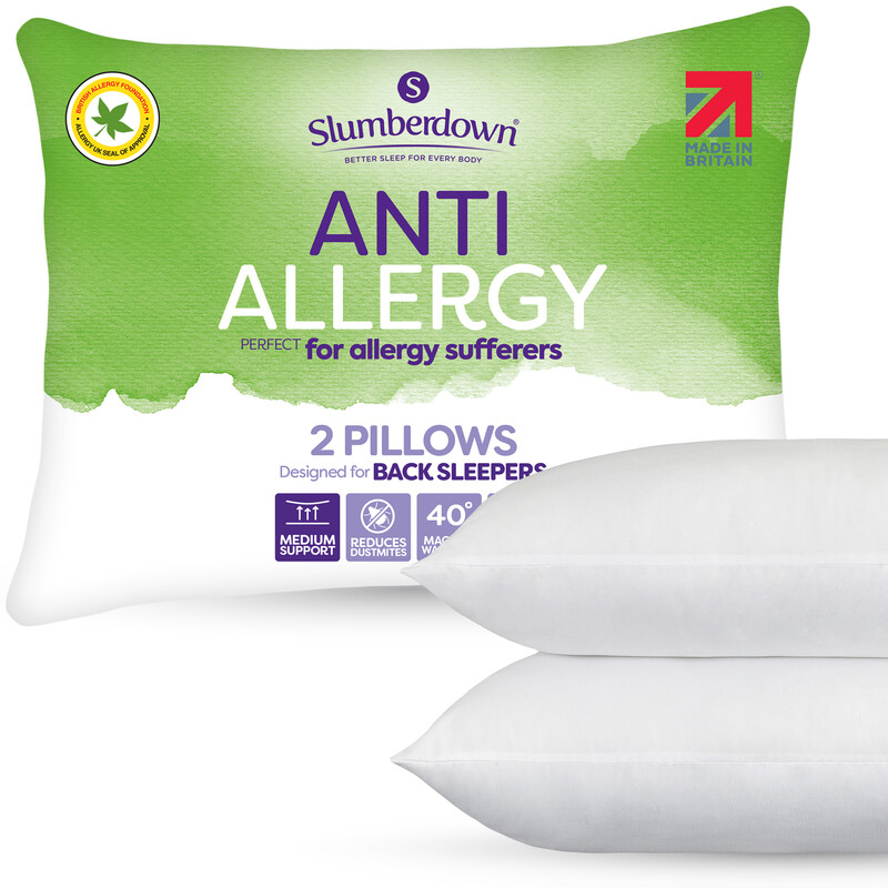 Slumberdown Pillows Anti Allergy Medium 2pk