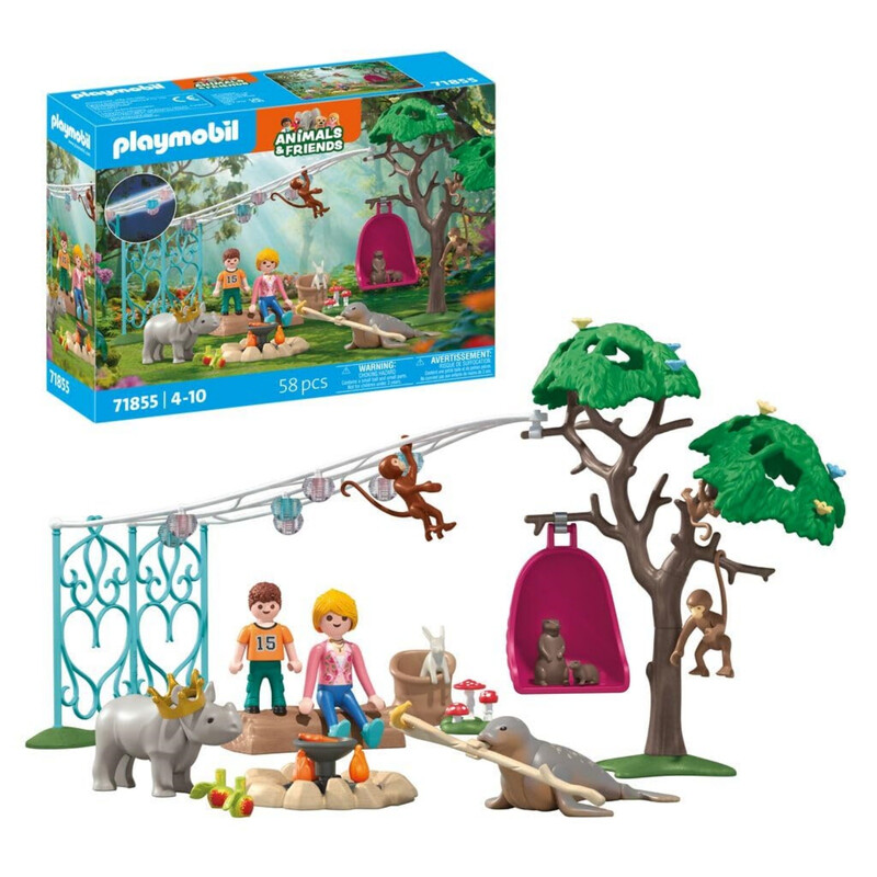 PLAYMOBIL Tiere & Freunde, Lustige Geburtstagsfeier, Spielzeug ab 4 Jahren, Geschenk für Kinder, fördert die Kreativität, mit leuchtender …