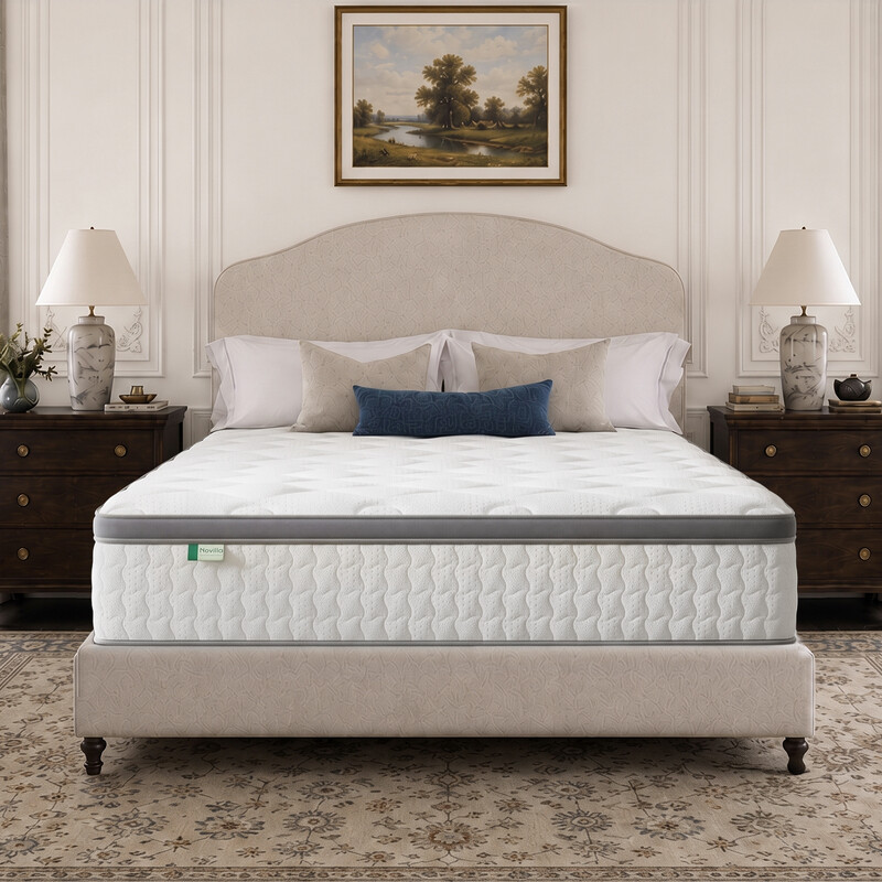 Novilla 25cm Medium Firm Hybrid Mattress -4FT6 Double (135x190cm) | UK Pocket Sprung & Foam for Support & Comfort, Soft-Touch Cover, Mattress in a Box