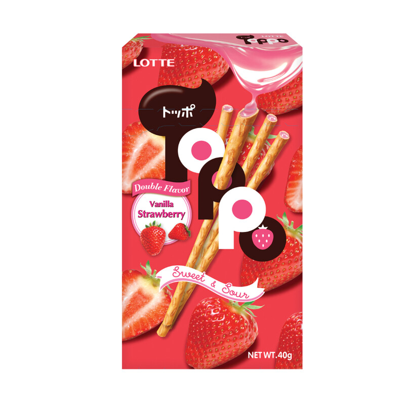 Lotte Cream/Light Toppo Biscuit Sticks With Strawberry Filling 40G