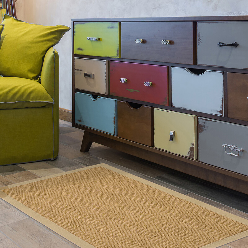 Runner Herringbone Coir Border Natural/Cream 66x122cm