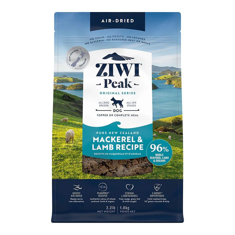 ZIWI Hundefutter: Luftgetrocknetes Hundefutter mit Makrele & Lamm für eine artgerechte und schmackhafte Ernährung. 1 kg Packung.