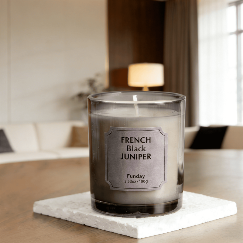 Amber Time Scented Candle - Eucalyptus (Light Grey), 100G, 1PC