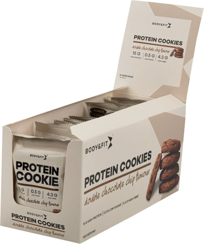 Body&Fit eiwittenkoekjes dubbele chocolade 600 g (12 koekjes)