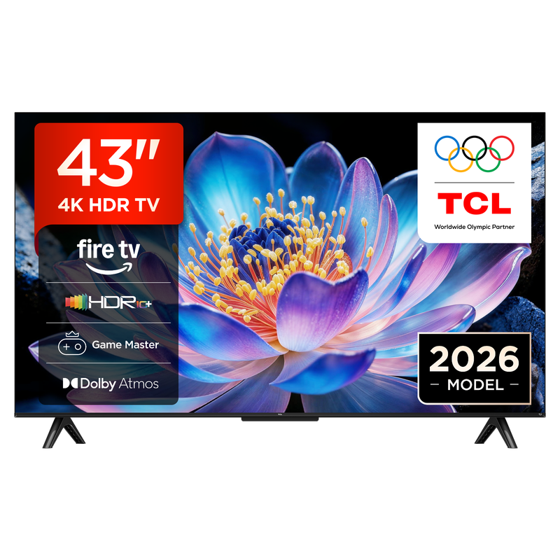 TCL 43" (109 cm) 4K UHD Smart Fire TV mit HDR10+, Dolby Atmos, DTS:X, Game Master, Motion Clarity und Alexa Kompatibilität [Energieklasse F]