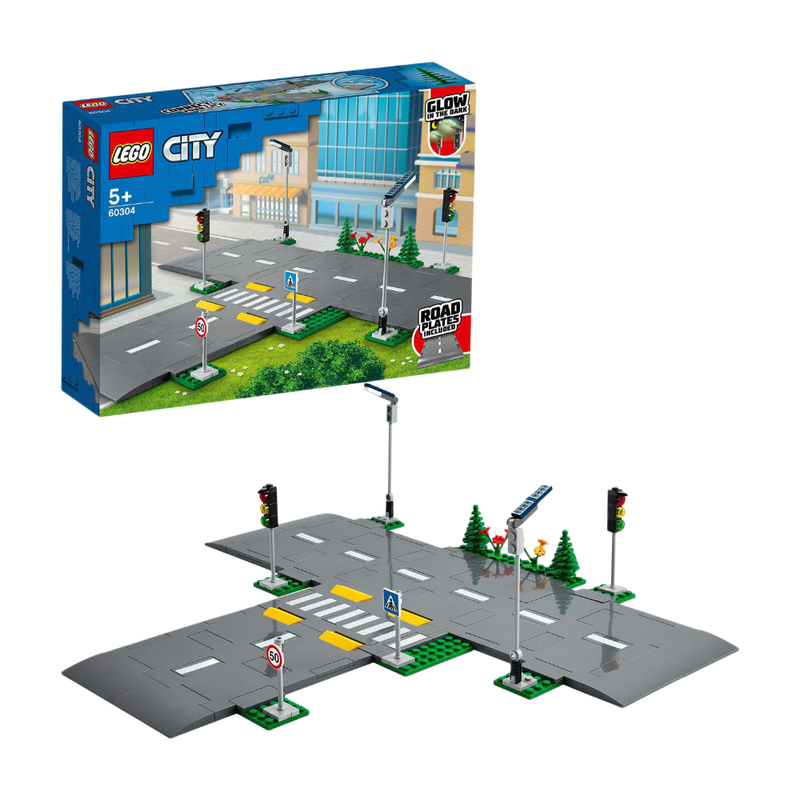 LEGO City Plaques de Route 60304 Ensemble de Jouets de Construction avec Lampadaires Phosphorescents