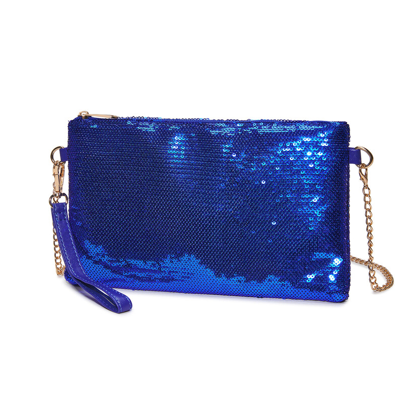 Miss Lulu Glanzende Avondtas met Afneembare Ketting - Navy Sequin Crossbody Clutch voor Bruiloft en Feestjes